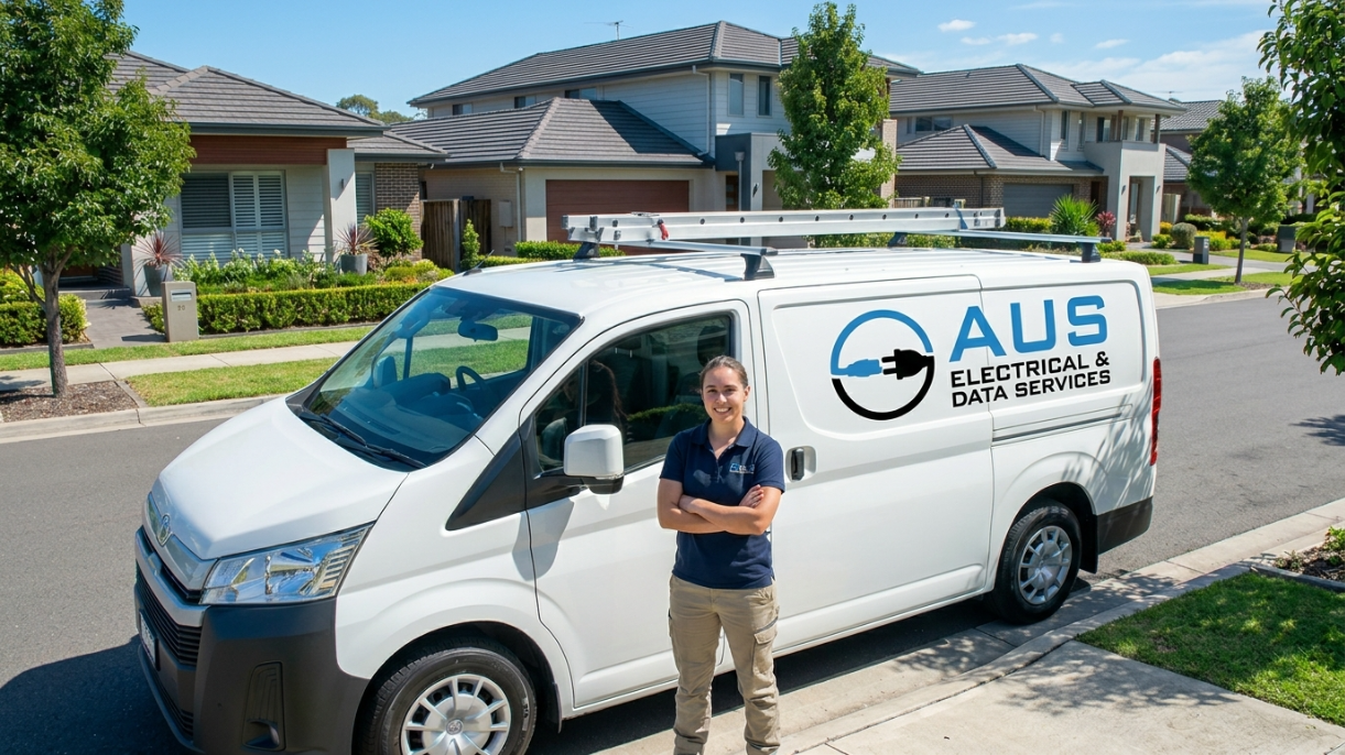 AUS Electrical & Data Services team and service van in Sydney
